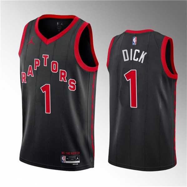 Men%27s Toronto Raptors #1 Gradey Dick Black 2023 Draft Statement Edition Stitched Basketball Jersey Dzhi->sacramento kings->NBA Jersey